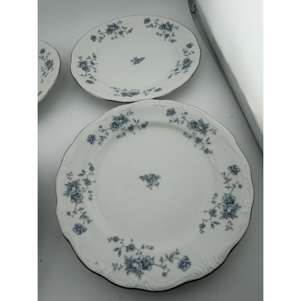 Johann Haviland Bavaria Plates Blue Floral Silver Rim‎ Set of 4 - Picture 6 of 9